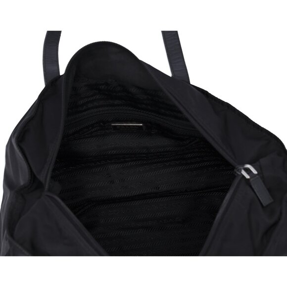 PRADA Triangle Logo Nylon Tote Black Leather - Picture 10 of 10